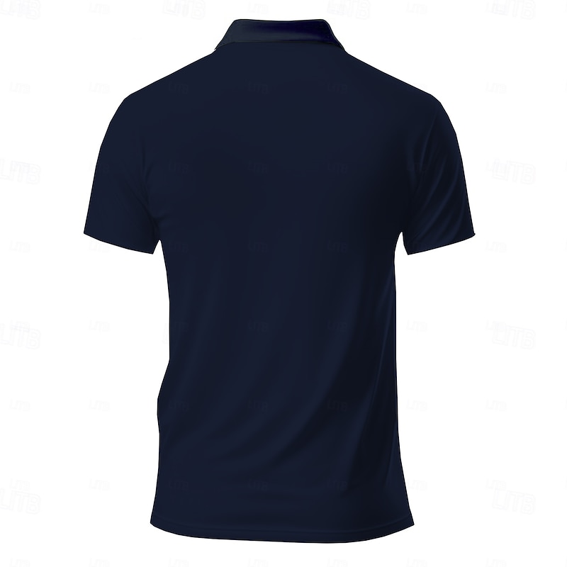 Men's Striped Zip Polo Shirts Golf Shirt Short Sleeve Polo Shirts Collared Shirts Casual Vacation Wear Formal Wear Festival Wear 3D Print Quarter Zip Polo Summer Spring Blue2