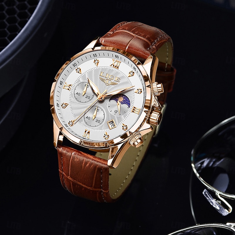 LIGE Men Quartz Watch Business Calendar Stainless Steel Watch2