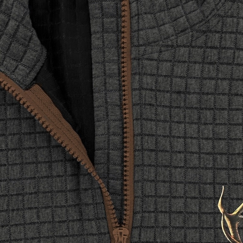 Men's Sweatshirt Waffle Sweatshirt Quarter Zip Sweatshirt Black White Navy Blue Khaki Dark Gray Half Zip Graphic Cow Print Patchwork Front Pocket Quarter Zip Daily Holiday Going out Polyester4