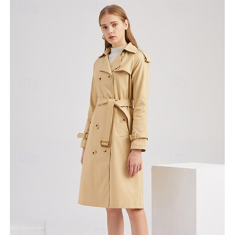 Women's Coat Street Daily Wear Vacation Fall Winter Regular Coat Regular Fit Warm Breathable Casual Jacket Long Sleeve non-printing Solid Color Adjustable Black Brown Khaki2