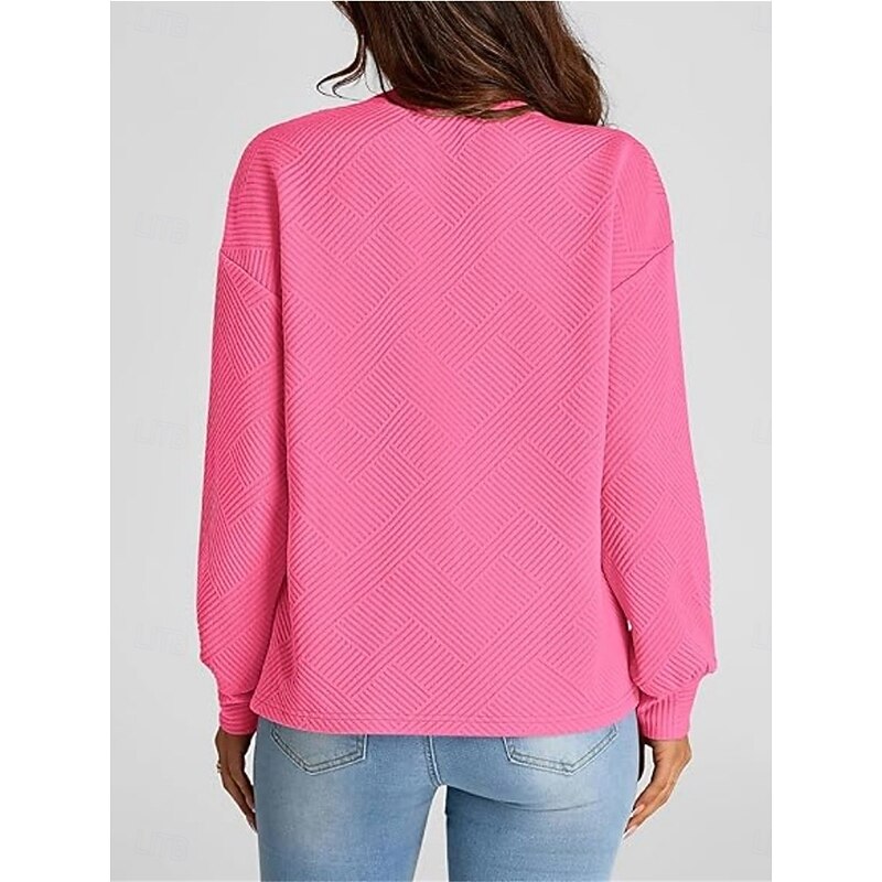 Women's Sweatshirt Casual Street Dailywear Crew Neck Pocket Long Sleeve Black Fuchsia Green Gray Fall Winter2