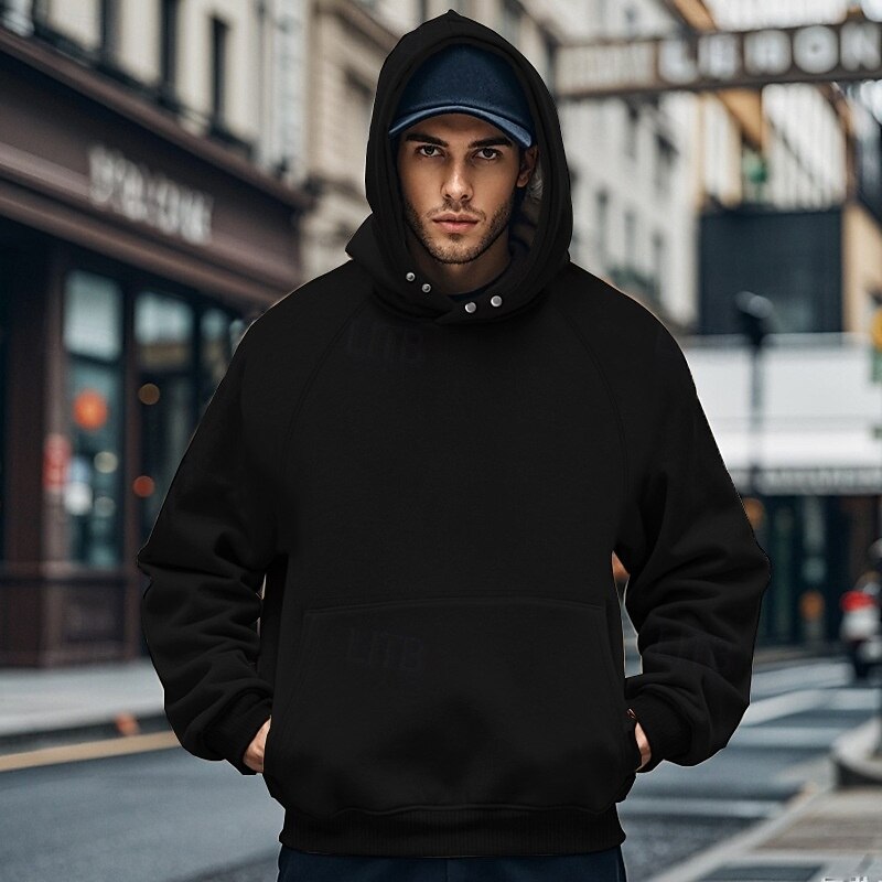 Men's Hoodie Fleece Hoodie Black Red Khaki Light Grey Dark Gray Hooded Plain Pocket Sports & Outdoor Daily Holiday Streetwear Basic Casual Fall & Winter Clothing Apparel Hoodies Sweatshirts3