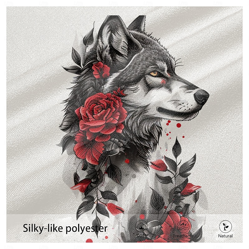 Men's Wolf Dress Pants Mid Waist Casual Formal Dailywear Zipper Pocket Summer Spring Fall 3D Print White3