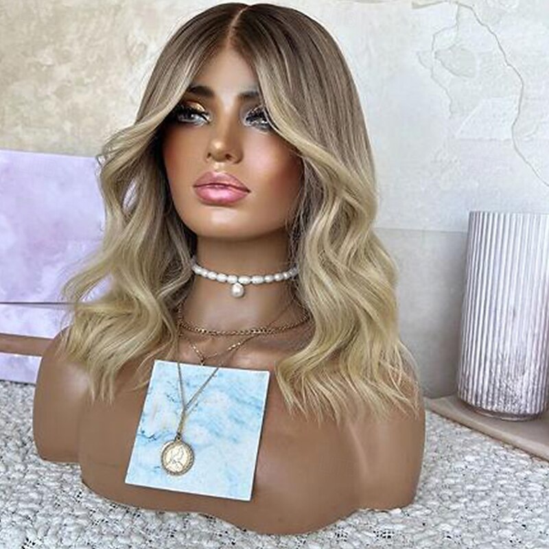 Unprocessed Virgin Hair 13x4 Lace Front Wig Short Bob Brazilian Hair Wavy Black Multi-color Wig 130% 150% Density with Baby Hair Ombre Hair Natural Hairline For Women Long Human Hair Lace Wig3