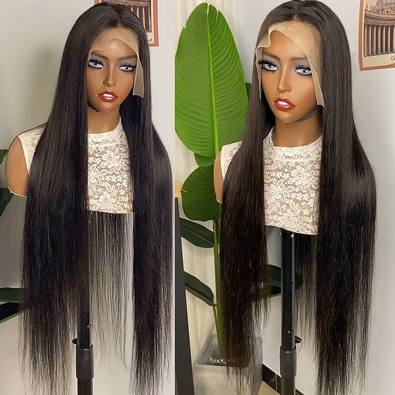 13*6 Natural Color Human Hair Lace Wig  Front Lace Straight Hair Wig 150% Density 14-28 Inches4
