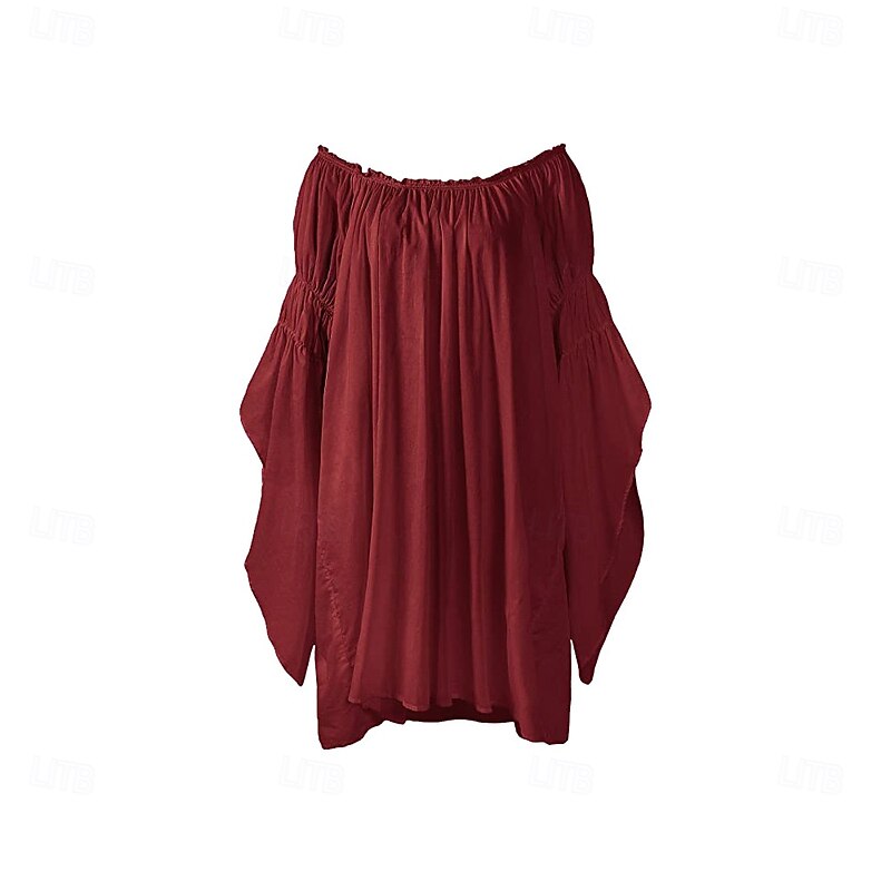 Retro Vintage Medieval Renaissance Blouse / Shirt Pirate Viking Solid Color Fancy Dress Women's Celtic Pirate Fantasy Masquerade LARP Ren Faire Adults' Blouse2