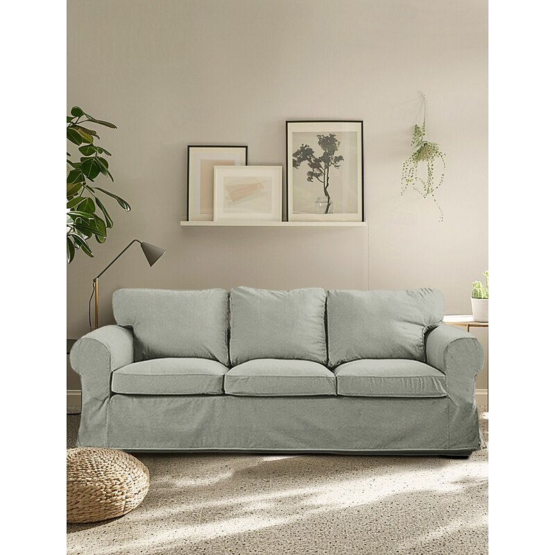 3 Seat Sofa Cover, 100 Cotton Couch Cover with 3 Cushion Cover and 3 Backrest Cover, Slipcover Washable Furniture Protector LITB PRIME cover Ektcover 20