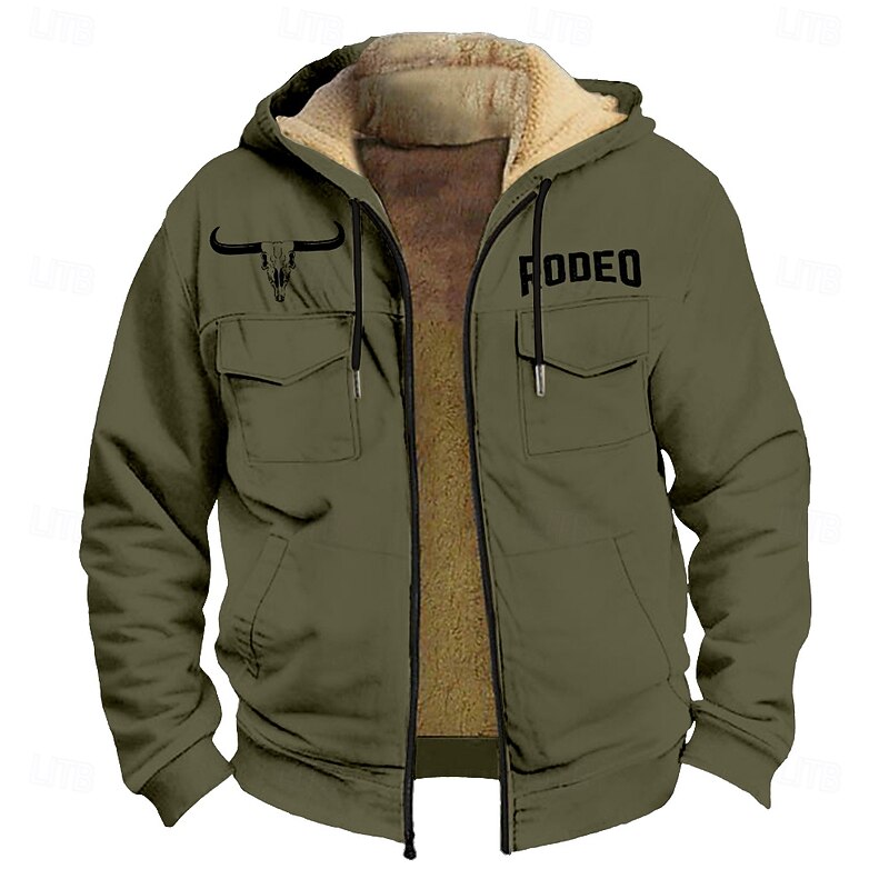 Men's Cow Fleece Hoodie Hoodies Fashion Cool Long Sleeve Hooded Holiday Hunting Streetwear Blue Brown Zipper Pocket Fall Winter Designer2