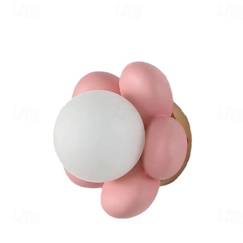 Pink Flower Shape Wall Light Background Resin Body Sconce Wall Lamp for Kid Girl Room Bedside Sofa 110V-240V 5W4