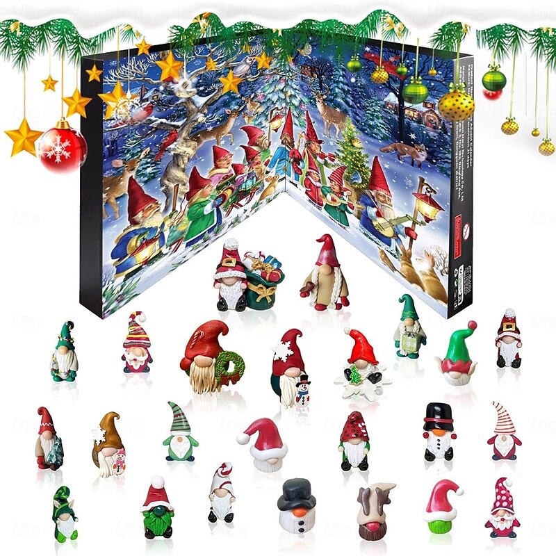 2025 Christmas Advent Calendar, Resin Gnome, Christmas Countdown Calendar, Christmas Table Decorations Holiday Home Decoration4