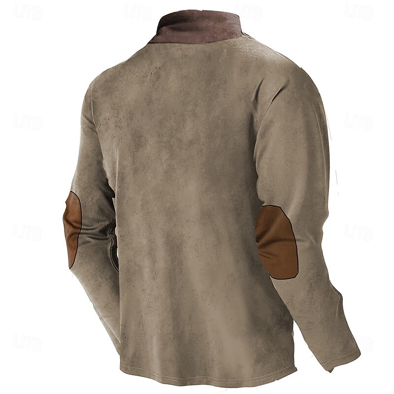 Men's Hunting Deer Sweatshirts Sweatshirt Zip Sweatshirt Long Sleeve Sweatshirt Half Zip Holiday Western Cowboy 3D Printing Party Holiday Half Zip2