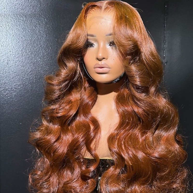 Human Hair 13x4 Lace Front Wig Free Part Brazilian Hair Loose Wave Loose Curl Brown Wig 130% 150% Density Smooth Glueless Pre-Plucked For Women Long Human Hair Lace Wig4