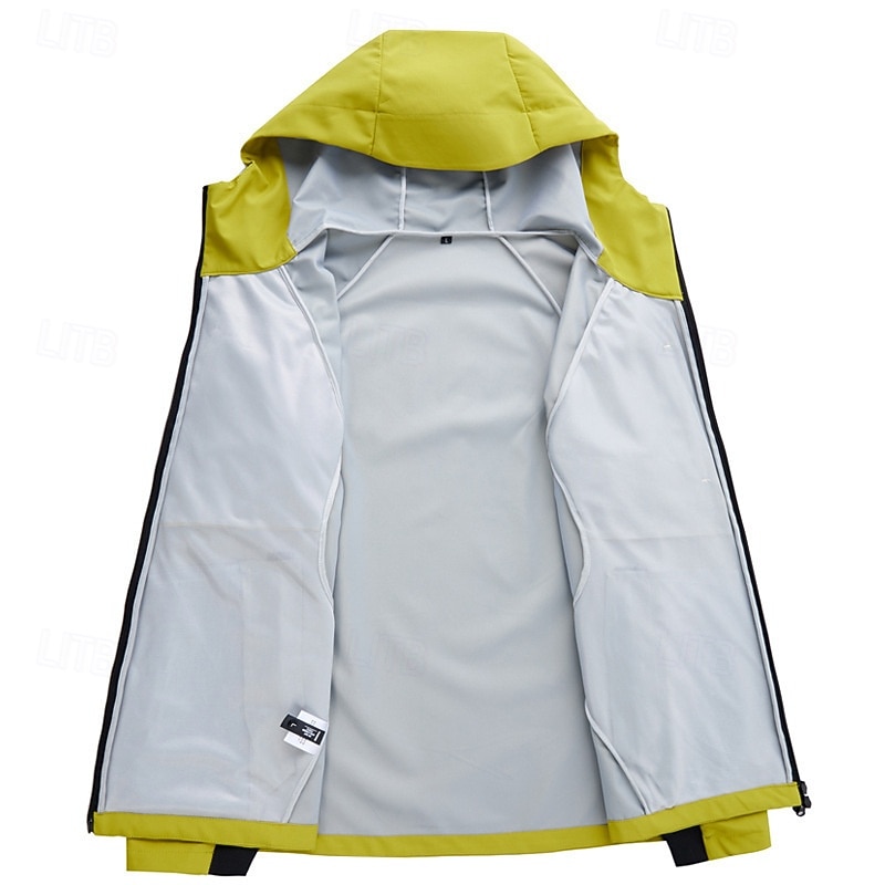 Men's Softshell Jacket Sport Coat Hiking Jacket Rain Jacket Sports Outdoor Camping & Hiking Waterproof Windbreaker Zipper Pocket Spring &  Fall Solid Color Active Hooded Regular Black White Green4