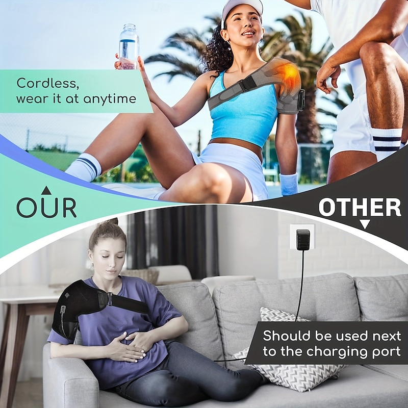 1pc Heated Shoulder Massager Soothing Heat Therapy with Deep-Kneading Massage for Men and Women Ergonomic Shoulder Strap Design3