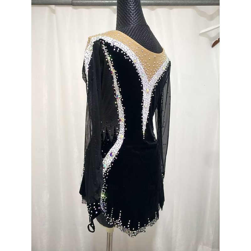 Black Figure Skating Costumes Performance Costumes Grading Costumes Competition Costumes Children's And Adult Women's Styles2