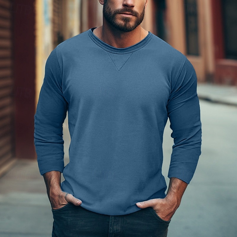 95% Cotton Men's T shirt Tee Tee Top Long Sleeve Shirt Plain Crewneck Street Vacation Long Sleeve Classic Style Clothing Apparel Fashion Designer Basic Tee