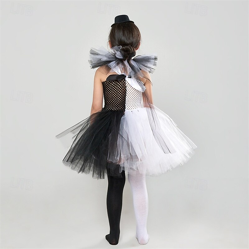 Kids Girls' Dress Cosplay Dress Cosplay Custome Solid Color Multi Color Sleeveless Performance Party Halloween Party Mesh Patchwork Vintage Gothic Halloween Custome Polyester Knee-length A Line Dress4