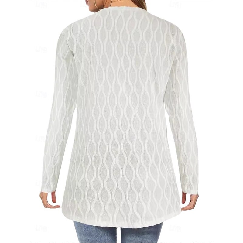 Women's Tunic Dressy Tops Elegant Daily Lace Long Sleeve V Neck White Spring Fall Winter2