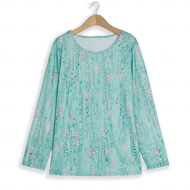 Women's Blouse Sequin Floral Print Three-Quarter Sleeve Keyhole Neckline Elastic Cuffs Loose Fit Golden Yellow Spring Summer Elegant Day to Evening Wear Versatile Top3
