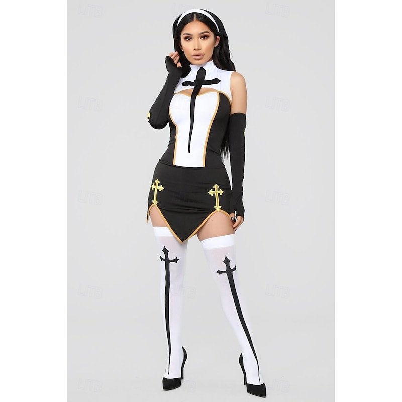 Nun Halloween Dress Party Costume Career Costumes Sexy Costume Adults' Women's Carnival Party Easy Halloween Costumes Dress Up