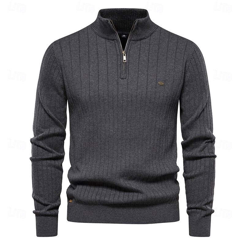 New Autumn Zipper Pullover Sweaters for Men High Quality Warm Winter Stand Collar Cotton Knitted Sweater Men