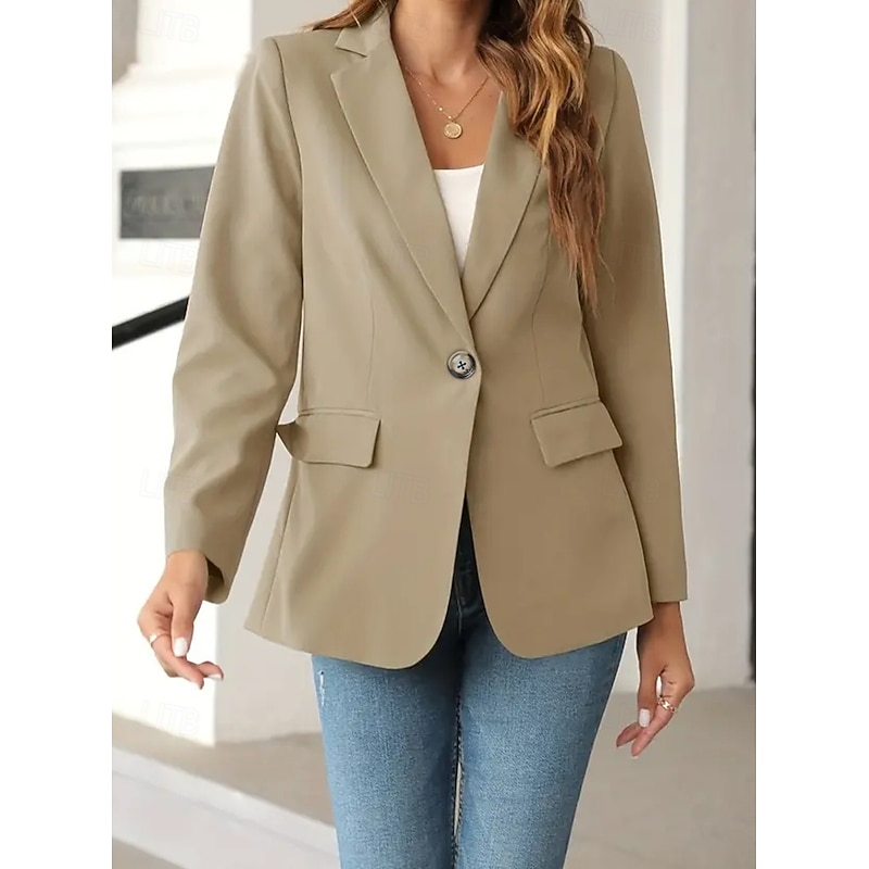 Women's Shrugs Solid Color Long Sleeve V Neck Light Brown Spring Fall Winter3