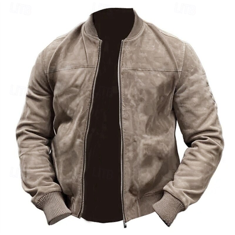 Men's Bomber Jacket Transition Jacket Daily Windbreaker Pocket All Seasons Plain Casual Stand Collar Regular Black Brown Army Green Dark Blue Light Blue Jacket4