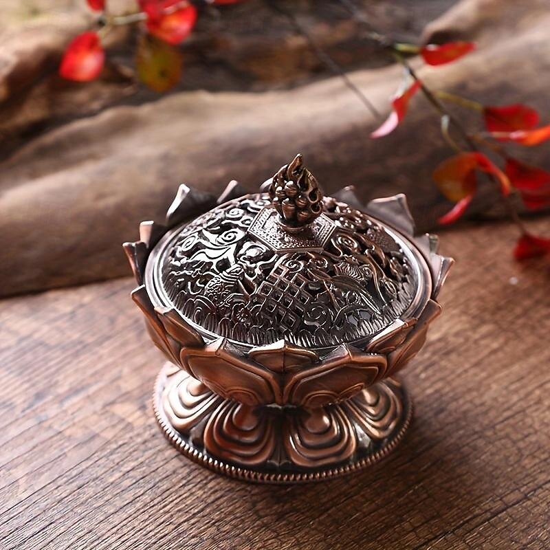 Metal Lotus Incense Burner, Perfect For Dining Room, Bedroom, Bathroom & Home Decor2