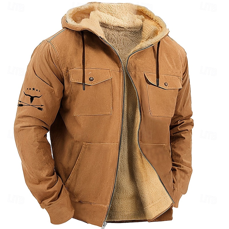 Men's Cow Fleece Hoodie Hoodies Fashion Cool Long Sleeve Hooded Holiday Streetwear Blue Brown Zipper Pocket Fall Winter Designer4