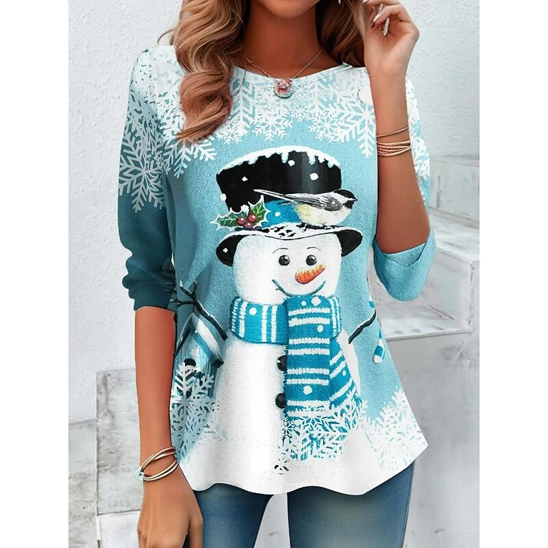 Women's Christmas Tree T-Shirt Round Neck Red Festive Holiday Casual Comfort Fit Partywear Seasonal Top Sizes Available Prefall4