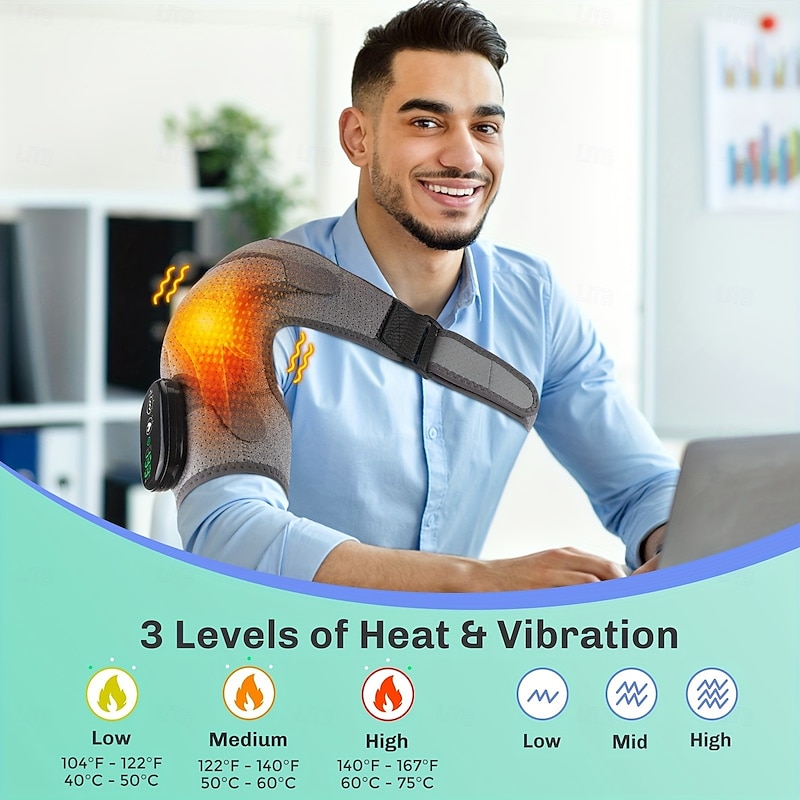 1pc Heated Shoulder Massager Soothing Heat Therapy with Deep-Kneading Massage for Men and Women Ergonomic Shoulder Strap Design2