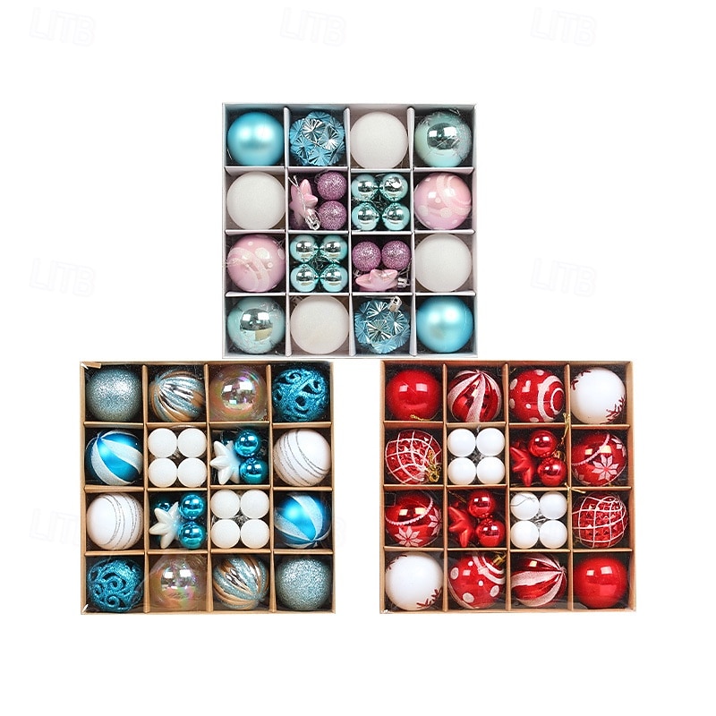 42pcs Christmas Baubles Ball Ornaments Xmas Decoration, 3/6cm Colored Shatterproof Plastic Baubles, Hanging Decorations for Christmas Tree, Holiday3