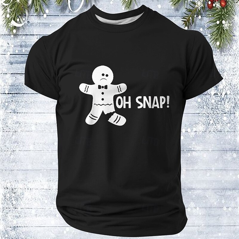 Christmas Men's Gingerbread Man 3D T-shirts Gingerbread Man Casual Street Style 3D Print Tee Sports Outdoor Holiday Black Red Blue Short Sleeve Crew Neck Spring & Summer Clothing Apparel S M L XL4