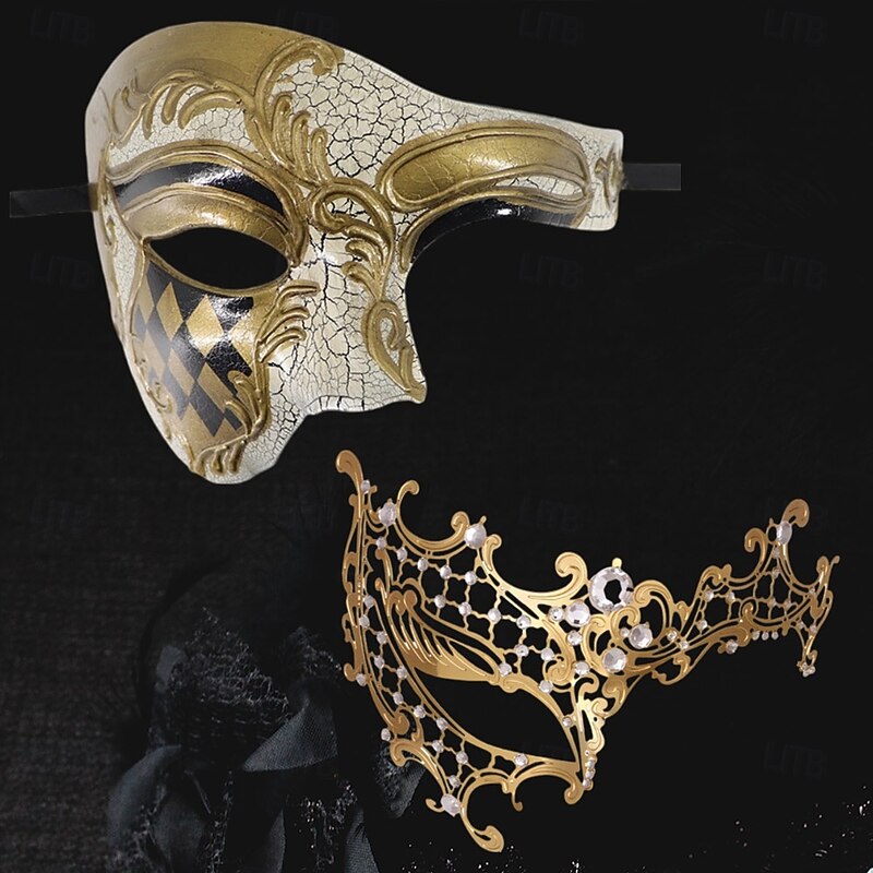 Halloween Mask The Phantom of the Opera Couples 2 PCS Sexy Costume Adults' Unisex Halloween Carnival Mardi Gras Evening Party Masquerade Easy Halloween Costumes Dress Up