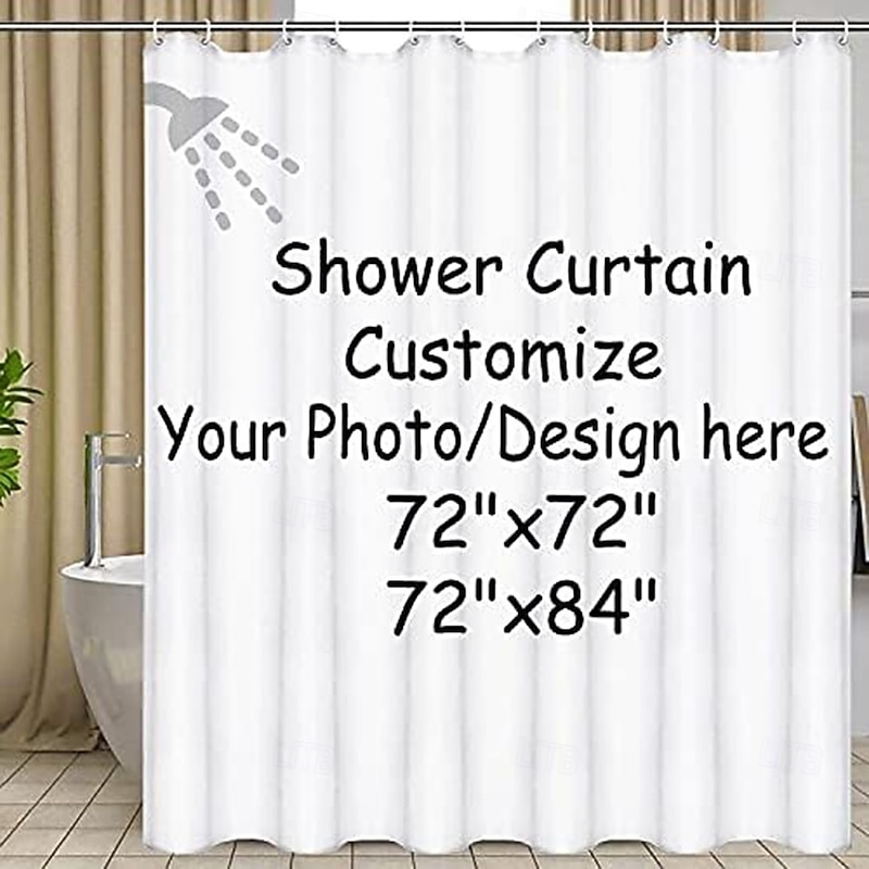 Personalized Photo Shower Curtain with 12 Hooks- Custom Bathroom Decor Fabric Waterproof Washable Upload Your Image Photo Picture for Bathroom Hotel2