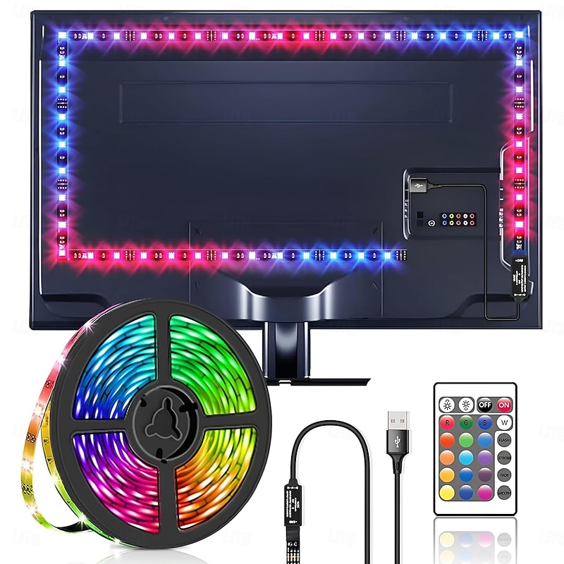 LED RGB Strip Light Color Light Bar 1-4 Meter 14-95 inch TV Backlight Tit Including 24 Key IR Controller PC Display Bedroom Game room Home Theater Atmosphere Light