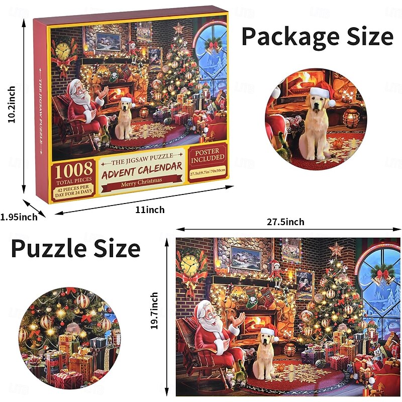 Christmas Advent Calendar 2025 Jigsaw Puzzle 1008 Pieces Puzzle Xmas Gift 24 Days Christmas Countdown Calendars for Kids Adults2