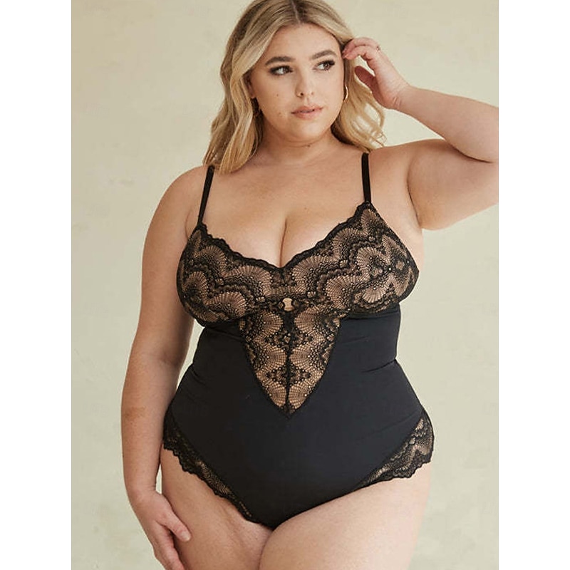 Women's Lace Mesh Shapewear Nightwear - Nylon Spandex Solid Colored Home Outfits3