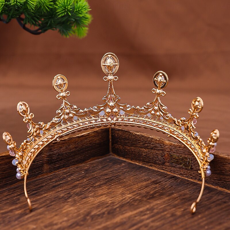 Crown Tiaras Rhinestone Alloy Wedding Cocktail Elegant Luxury With Faux Pearl Crystals Headpiece Headwear4