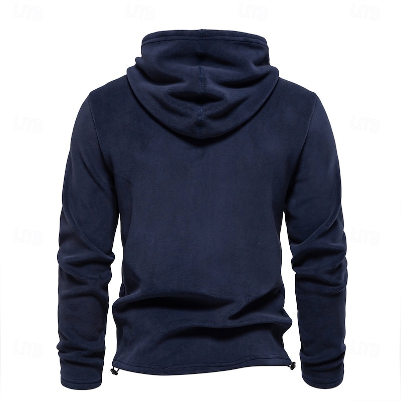 Mens Winter Solid Fleece Hoody High Quality Warm Casual Drawstring Hat Sweatshirt Soft Shell Hoodies for Men3