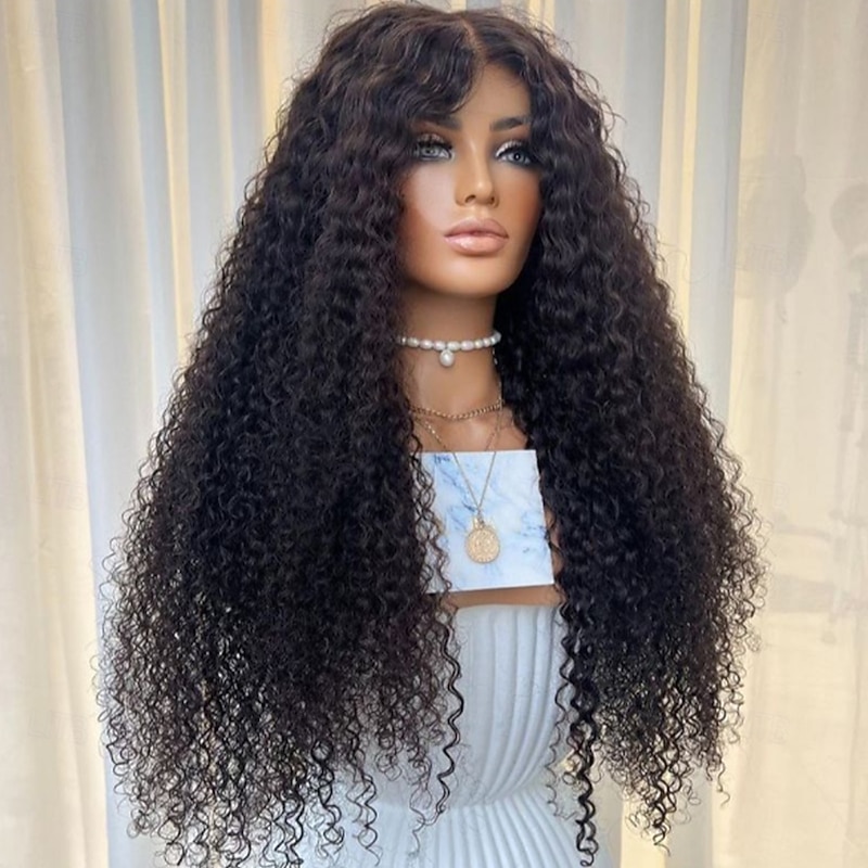 Unprocessed Virgin Hair 13x4 Lace Front Wig Free Part Vietnamese Hair Curly Black Wig 130% 150% Density with Baby Hair Natural Hairline 100% Virgin Pre-Plucked For Women Long Human Hair Lace Wig2