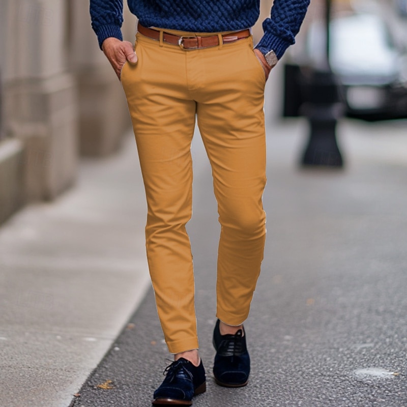 Men's Trousers Chinos Summer Pants Casual Pants Front Pocket Plain Comfort Breathable Casual Daily Holiday Fashion Basic Black White4