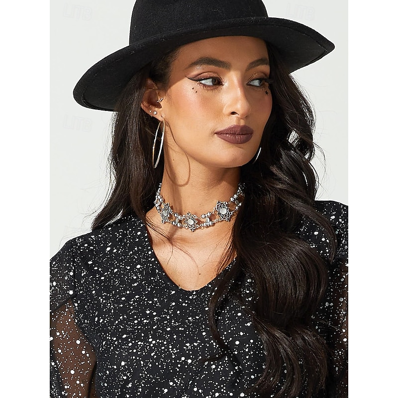 Vintage Gothic Choker Necklace with Pearl and Filigree Detailing - Elegant Statement Jewelry for Cosplay, Costume Parties, and Special Occasions2