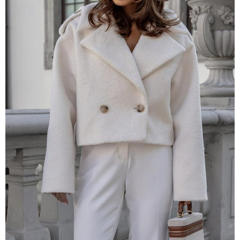 Women's Jacket Vacation Button Solid Color Windproof Fashion Regular Fit Outerwear Long Sleeve Fall Black S3