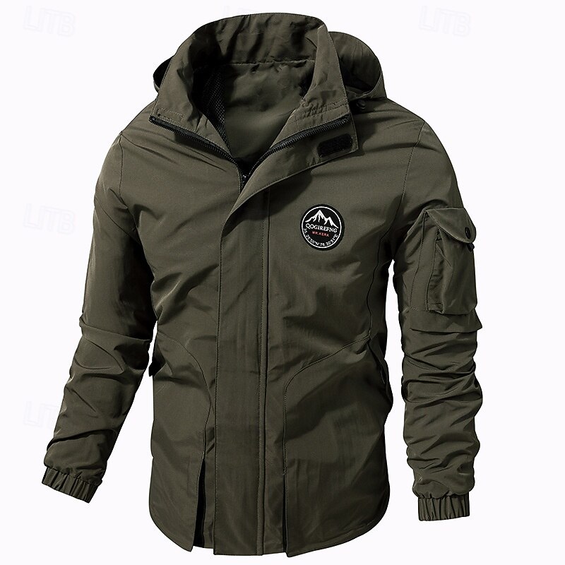 Men's Outdoor Jacket Hiking Parka Tactical Jacket Outdoor Thermal Warm Fleece Lining Pocket Hooded Winter Autumn / Fall Solid Color Active Sports Regular Black Dark Green Khaki Jacket4
