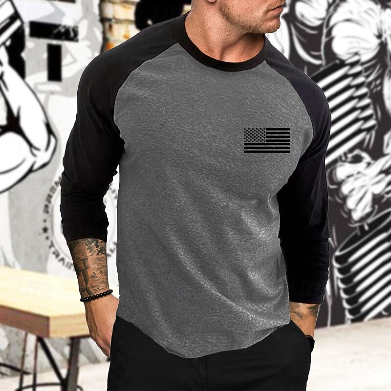 Men's Athletic Shirt Gym Shirt Fitness Shirt Running Shirt Patchwork Long Sleeve Tee Tshirt Casual Athleisure Fall Graphic Quick Dry Soft Breathable Gym Workout Walking Jogging Sportswear Activewear