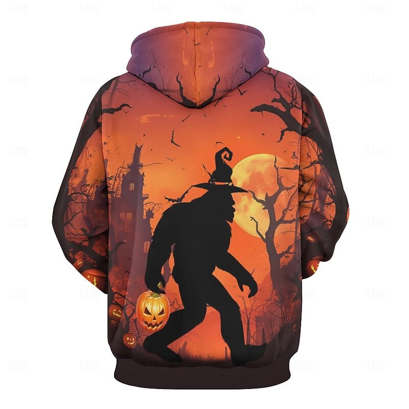 Bigfoot Hoodie Pullover Halloween 3D Front Pocket Graphic For Couple's Men's Women's Adults' Halloween Carnival Masquerade 3D Print Party Casual Daily3