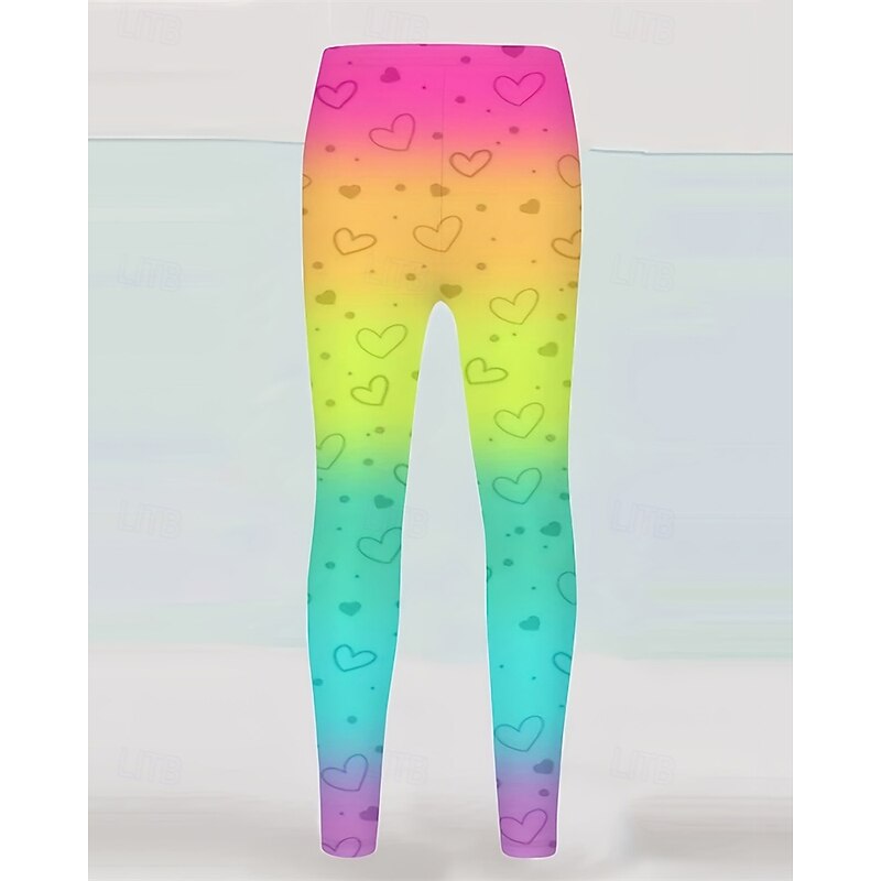 Girls' 3D Heart Graphic Pants Leggings Spring Fall Active Basic Kids 4-12 Years Outdoor Casual Daily Regular Fit3