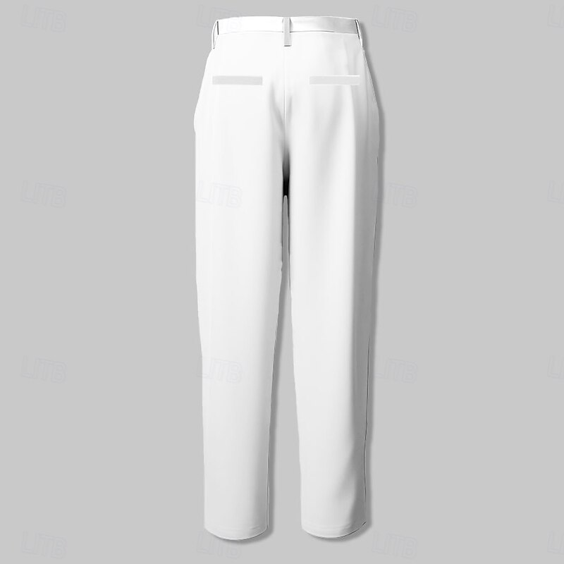 Halloween Men's Skull Rose Dress Pants Mid Waist Horror Dark Party Evening Wear Pocket Summer Spring Fall White2