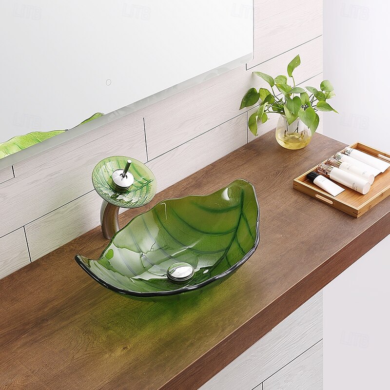 Vessel Sink for Bathroom Modern Leaf Style Bathroom Vanity Sinks Above Counter Countertop Basin sink4